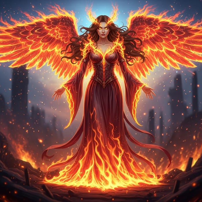 Majestic Fire Angel: Dominance & Grace Majestic Fire Angel: Dominance & Grace