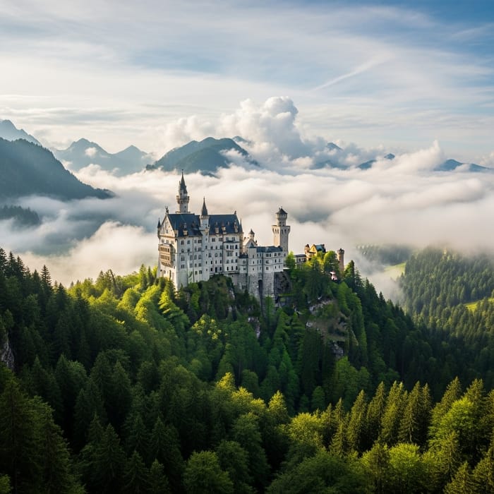 Neuschwanstein Castle in Clouds | Majestic Architecture Neuschwanstein Castle in Clouds | Majestic Architecture