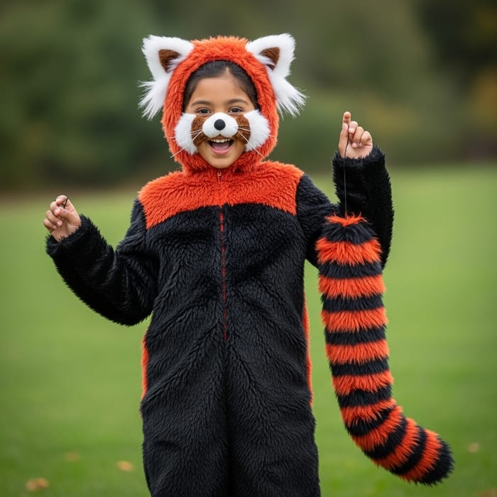 Adorable Red Panda Costume - Girl in Delightful Attire Adorable Red Panda Costume - Girl in Delightful Attire