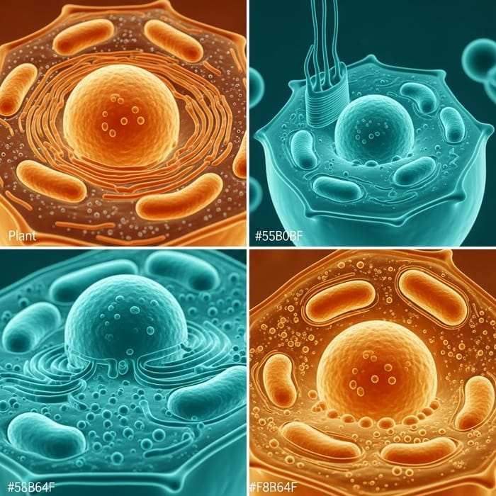 Vivid Plant and Animal Cells: Colorful Structure Detail Vivid Plant and Animal Cells: Colorful Structure Detail