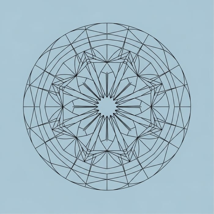 Simplified Geometric Mandala Design in Black and Blue Simplified Geometric Mandala Design in Black and Blue