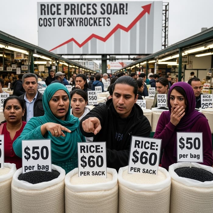 Market Scene: Surprised Shoppers Amid High Rice Prices