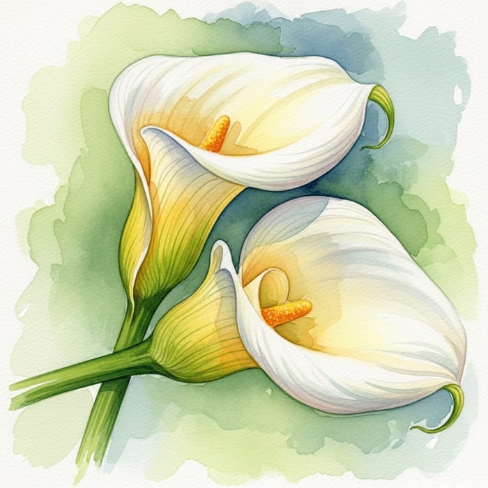 Elegant Calla Lilies Watercolor Art Elegant Calla Lilies Watercolor Art