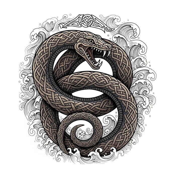 Jörmungandr Tattoo Design | Viking Art Style