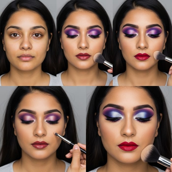 Dramatic Makeup Transformation: Vibrant South Asian Look Dramatic Makeup Transformation: Vibrant South Asian Look