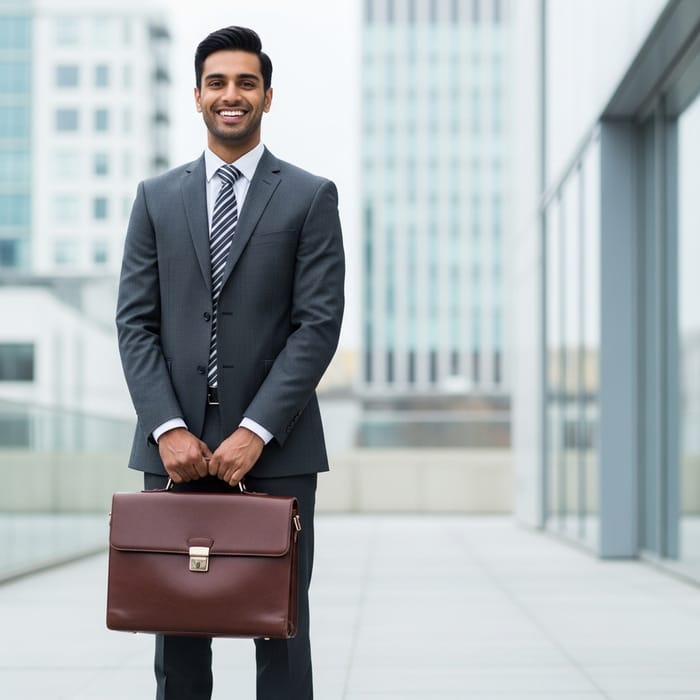 Smiling Businessman with Large Briefcase | Professional Look