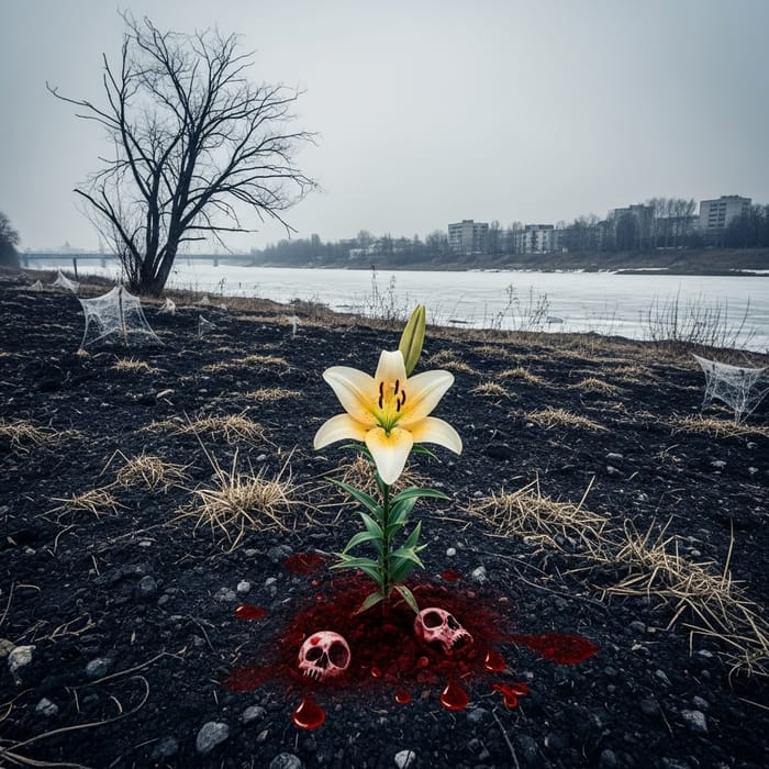 Contrasting Beauty: Lily of Hope in Ashen Wasteland