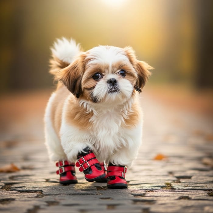 Shih Tzu Puppy in Stylish Boots | Adorable Canine Fashion