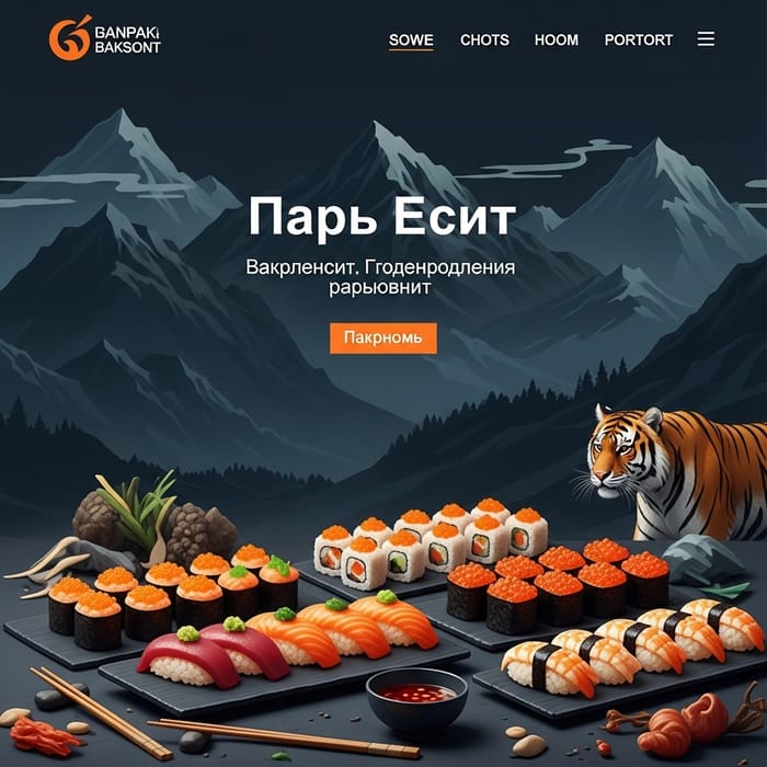 Majestic Russian Far East Mountains & Tiger with Sushi Majestic Russian Far East Mountains & Tiger with Sushi