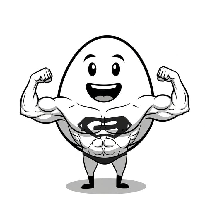 Animated Egg with a Happy Face and Muscular Physique Animated Egg with a Happy Face and Muscular Physique