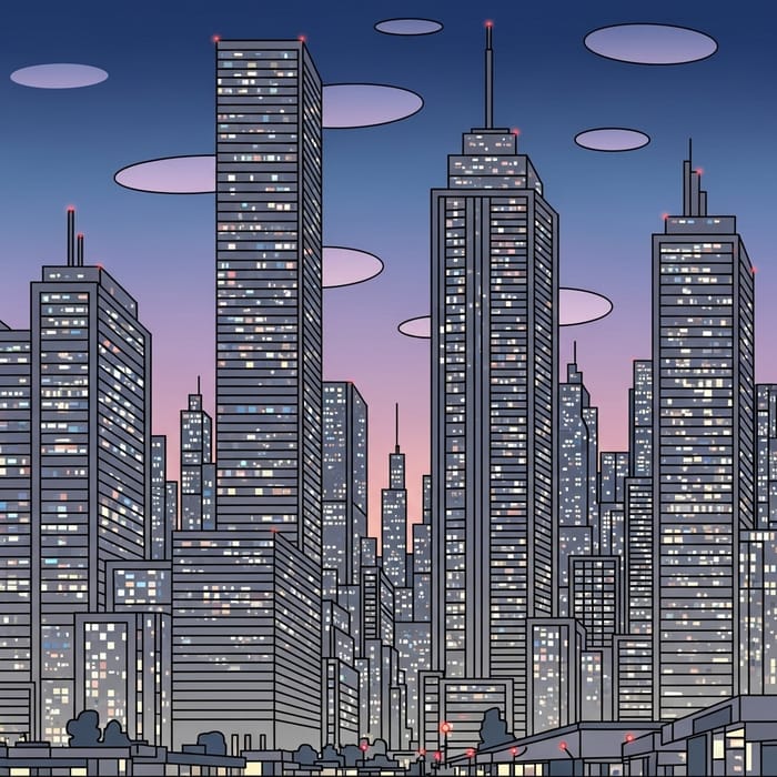 Twilight Cityscape Abstract - Unique Urban Art