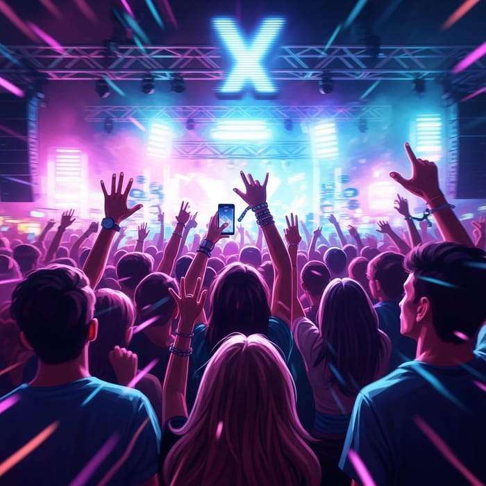 Energetic Concert Crowd at Esteréo Picnic: Dynamic Neon Lights