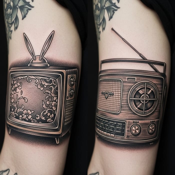 Vintage TV and Radio Tattoo Design Vintage TV and Radio Tattoo Design