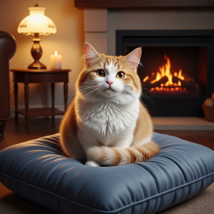 Create a Charming Illustration of a Cat in a Cozy Setting