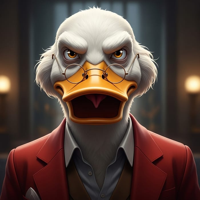 Realistic Humanized Scrduge MacDuck Portrait | Wisdom in Red Jacket