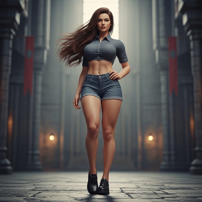 Curvaceous Woman with Brown Hair in Alluring Pose Curvaceous Woman with Brown Hair in Alluring Pose