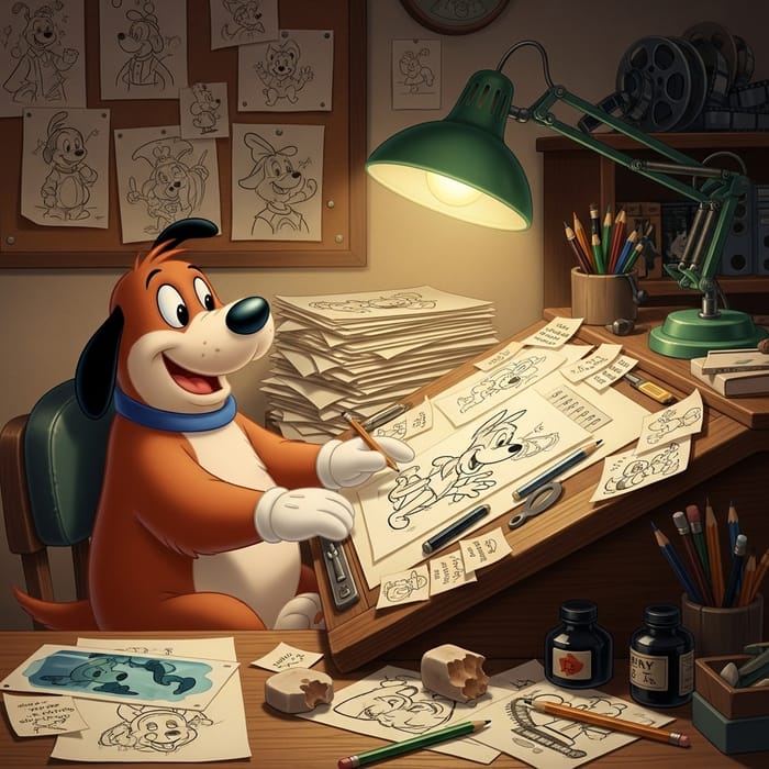 Vintage Cartoon Dog Animator | Walt Disney Animation Style