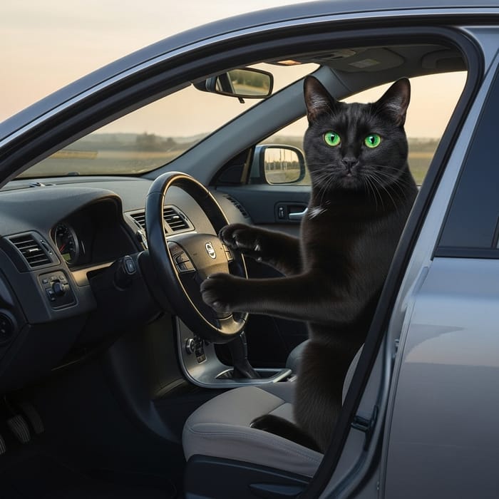 Scandinavian Minimalism: Cat Driving Volvo S40 Image Scandinavian Minimalism: Cat Driving Volvo S40 Image