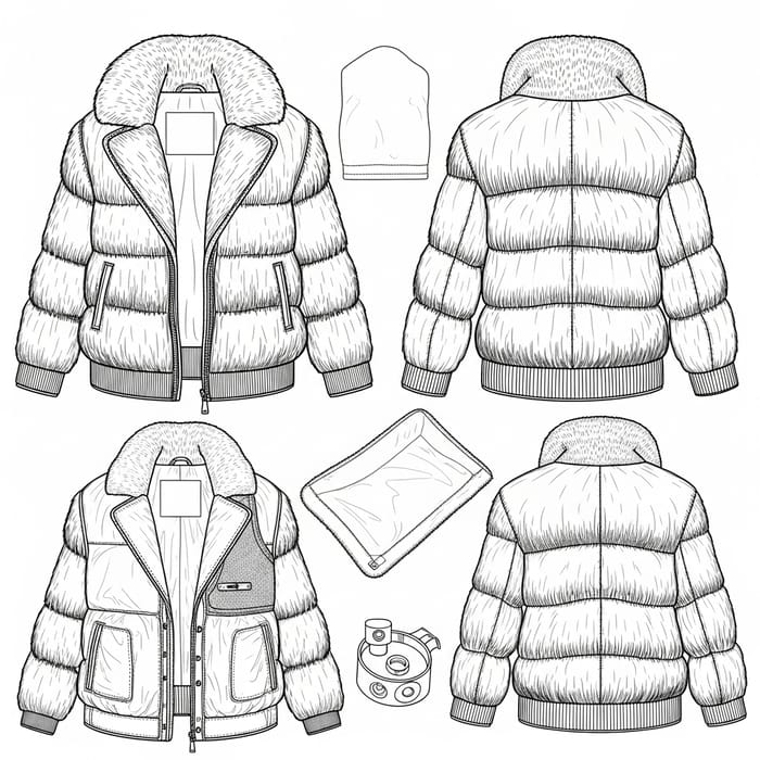 Fur Jacket Technical Drawing Fur Jacket Technical Drawing