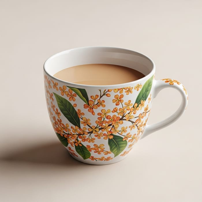 Osmanthus Flower Milk Tea Cup | Floral Design Detail Osmanthus Flower Milk Tea Cup | Floral Design Detail