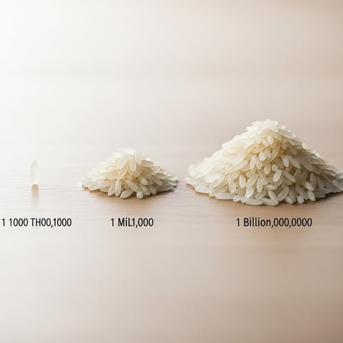 Visualizing Large Numerical Values with Rice Grains | Creative Illustration Visualizing Large Numerical Values with Rice Grains | Creative Illustration