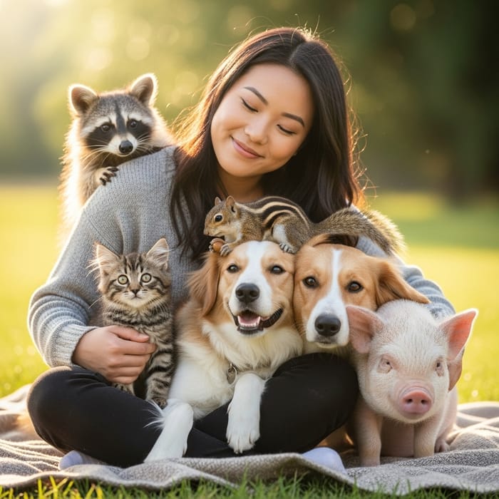 Adorable Animal Friends Embrace for Realistic 4K Photo Adorable Animal Friends Embrace for Realistic 4K Photo