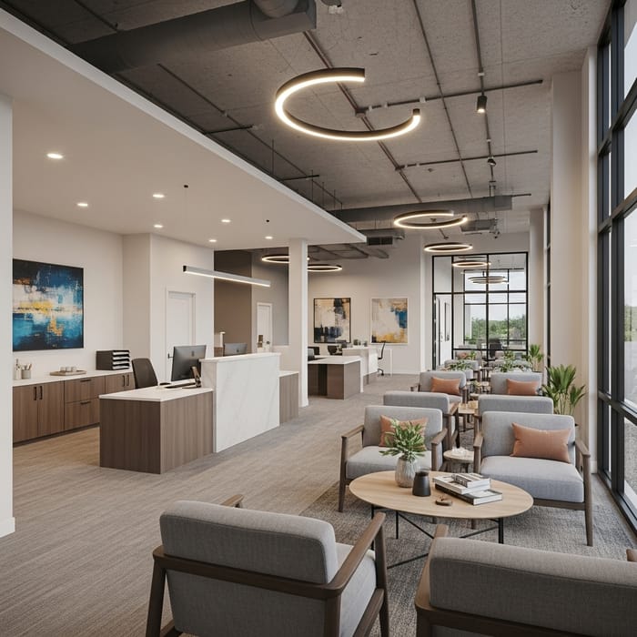 Spacious 10x20 Office Space with Front Desk & Waiting Area Spacious 10x20 Office Space with Front Desk & Waiting Area