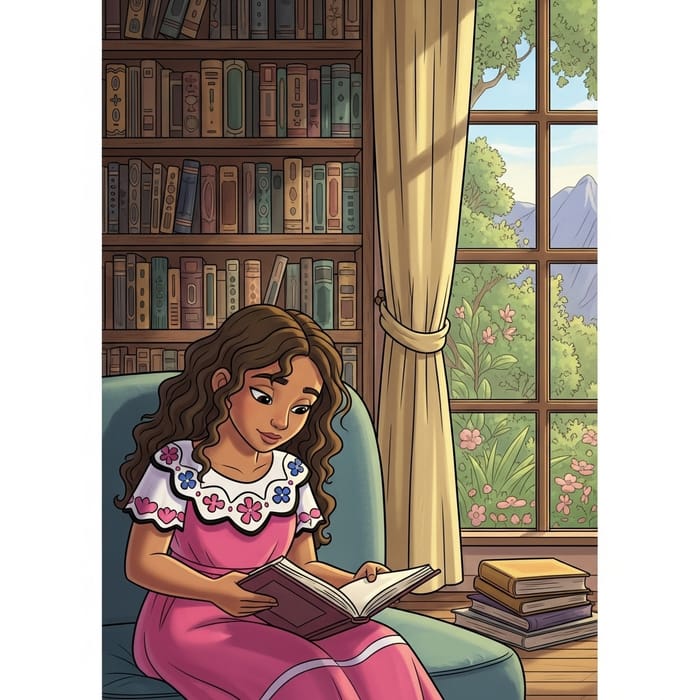 Disney Style Image of Girl Reading Book | Cartoon Animation Disney Style Image of Girl Reading Book | Cartoon Animation