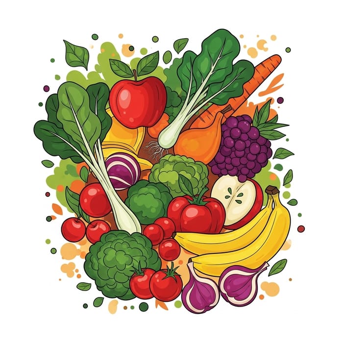 Abstract Representation of Vibrant Healthy Eating Art Abstract Representation of Vibrant Healthy Eating Art
