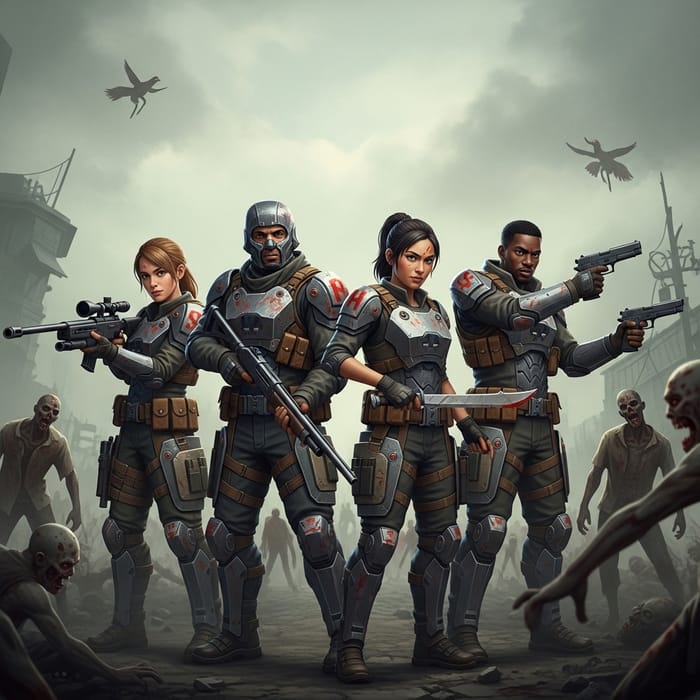 Intense World War Zombie Game with Diverse Soldiers Intense World War Zombie Game with Diverse Soldiers