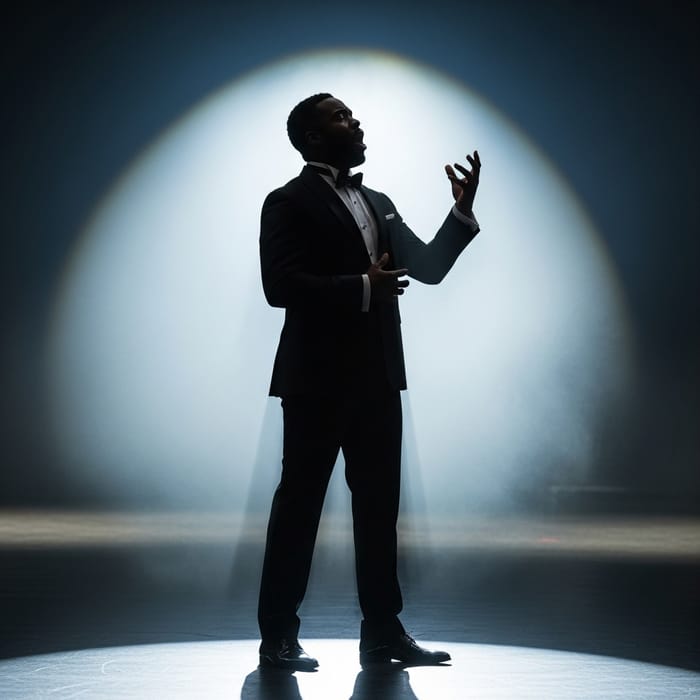 African American Male Opera Singer Silhouette | Intense Performance