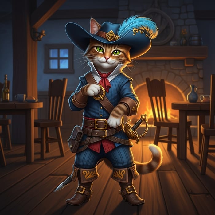 Charming Cat in Boots - Enigmatic Feline Elegance