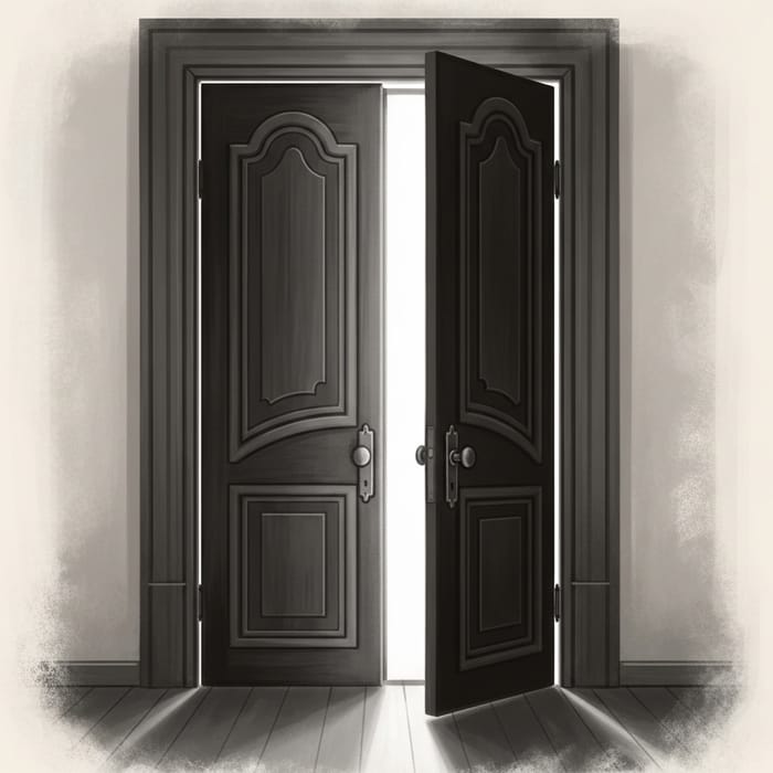 Vintage Poster Door Transition | Intricate Chiaroscuro Details