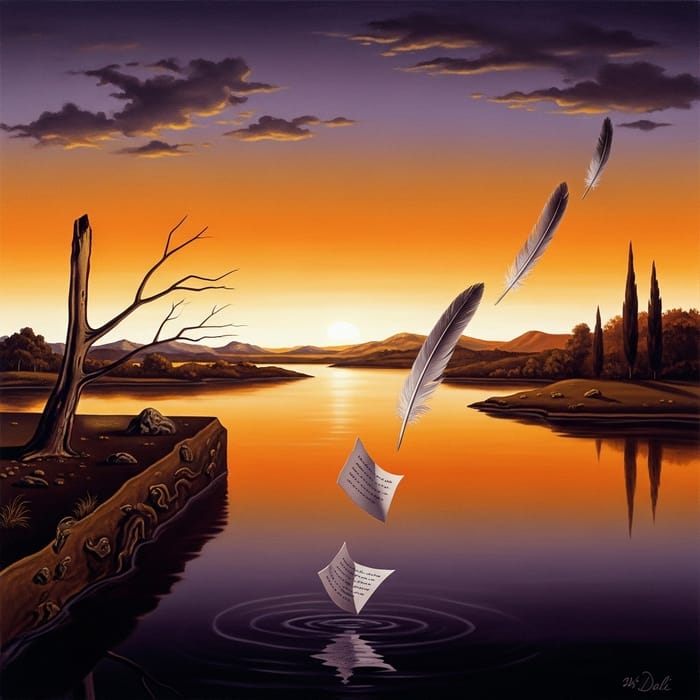 Mystical Sunset Lake Scene | Salvador Dali Inspired Art Mystical Sunset Lake Scene | Salvador Dali Inspired Art