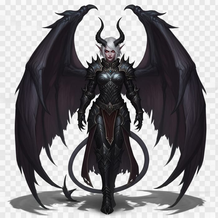 Powerful Demoness in Dark Armor | Fantasy Art for DND Enthusiasts