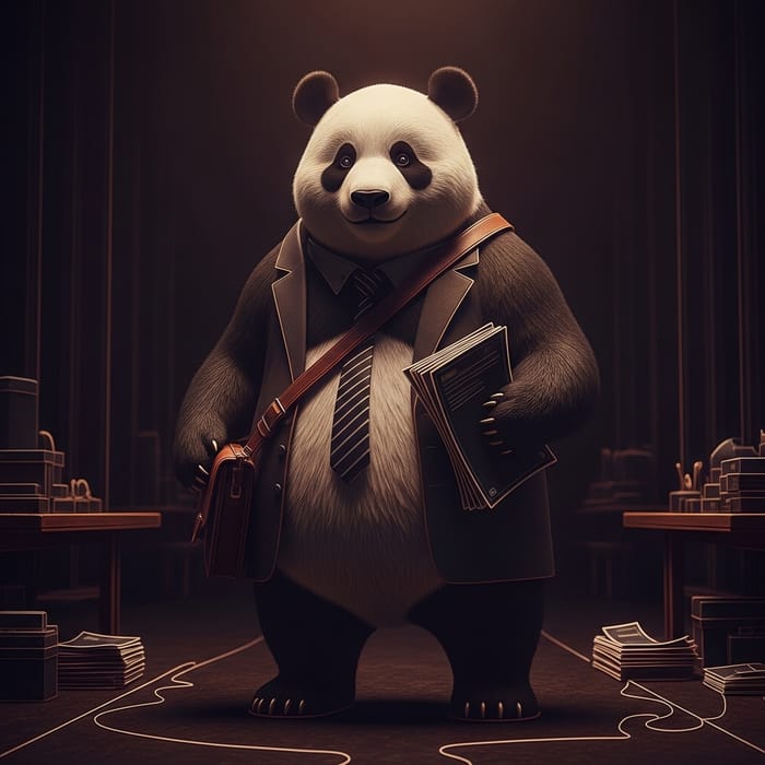 Hyperrealistic Panda Accountant with Neon Contours | Colorful Artistry