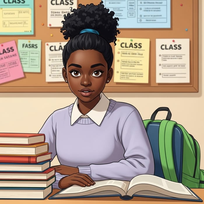 Youthful African Teenage Girl - Portrait in a Studious School Setting Youthful African Teenage Girl - Portrait in a Studious School Setting