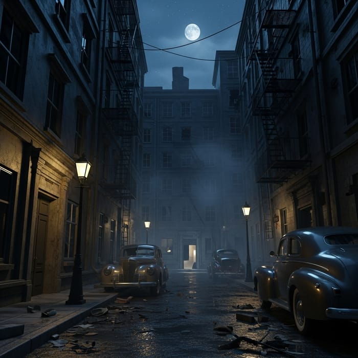 Mysterious Shadows: A Noir Cityscape Mysterious Shadows: A Noir Cityscape