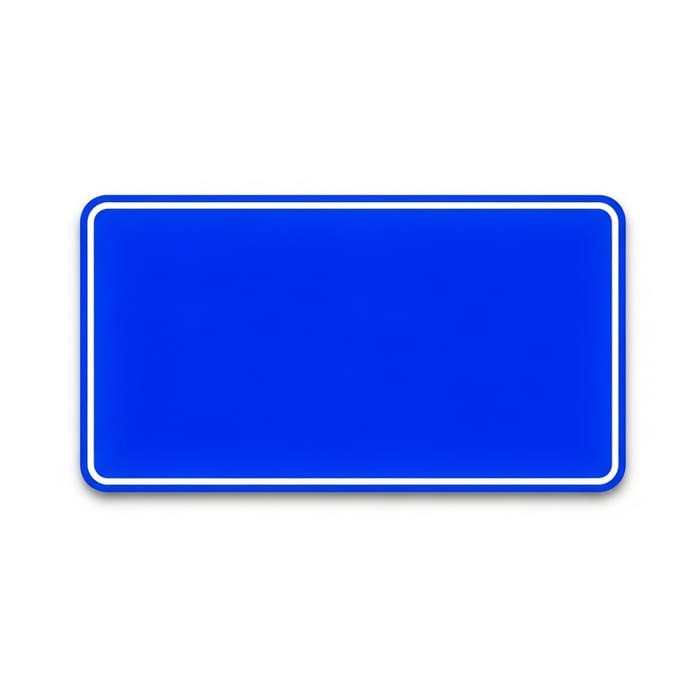 Vibrant Blue Sign on White Background
