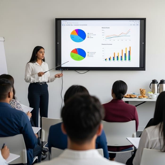 Hispanic Female Undergraduate Presenting Research