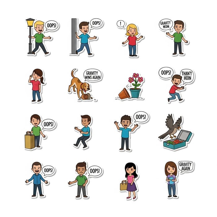 Funny Blunders Stickers: Creative & Diverse Collection Funny Blunders Stickers: Creative & Diverse Collection