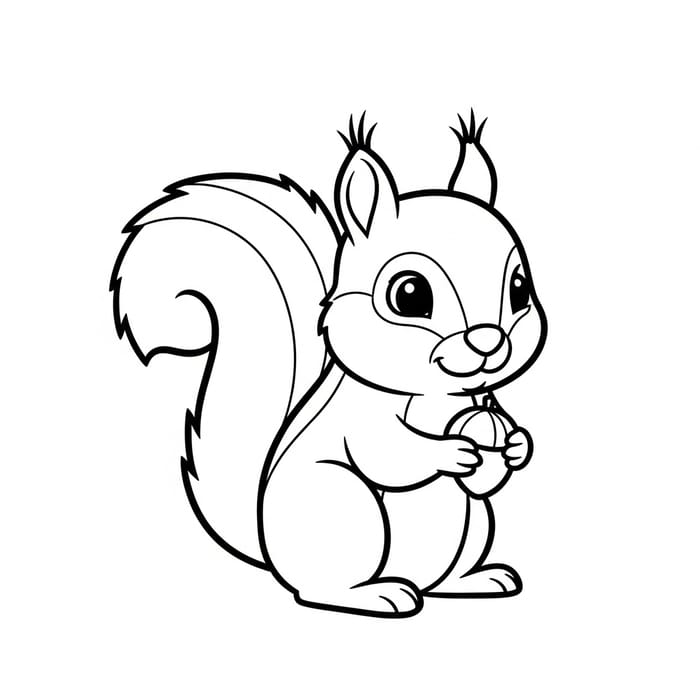 Friendly Squirrel Coloring Page for Young Kids Friendly Squirrel Coloring Page for Young Kids