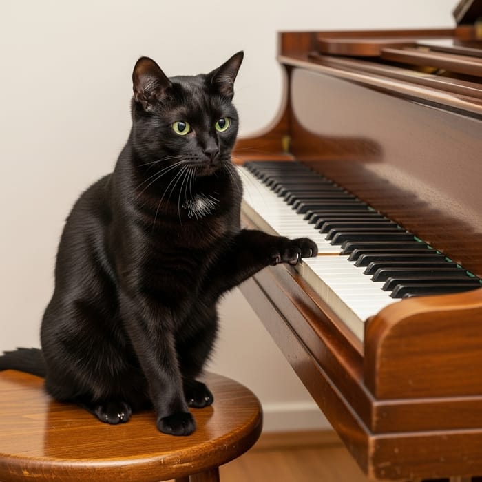 Playful Cat and Piano Harmony Playful Cat and Piano Harmony