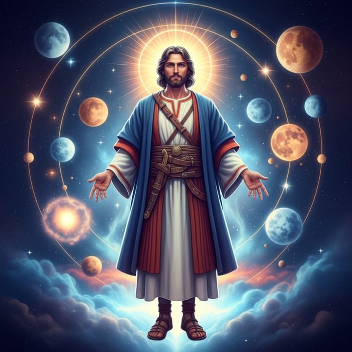 Jesus Christ Caricature in Ethereal Ambiance