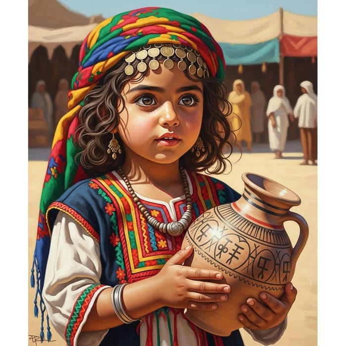 Young Middle Eastern Girl - Portrait Painting Beauty Young Middle Eastern Girl - Portrait Painting Beauty