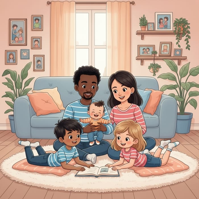Heartwarming Multiethnic Family Photo with Joyful Atmosphere Heartwarming Multiethnic Family Photo with Joyful Atmosphere