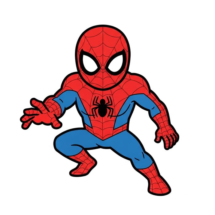 Simple Cute Spiderman Clipart | Web Superhero Art