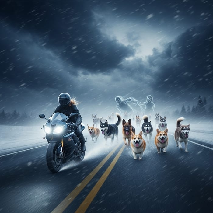 Thrilling Winter Chase with Ghosts, Dogs, and Snow | Mystical Setting Thrilling Winter Chase with Ghosts, Dogs, and Snow | Mystical Setting