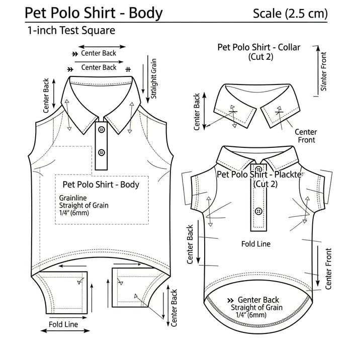 Realistic Extra Small Pet Clothes Polo Design Template Realistic Extra Small Pet Clothes Polo Design Template