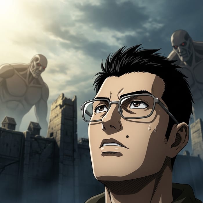 Anime-Inspired Portrait of a 35-Year-Old Man with Unique Features Anime-Inspired Portrait of a 35-Year-Old Man with Unique Features